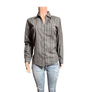 Pulp long sleeve ribbon grey stripe with darts button down Shirt M